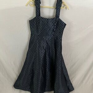 Kate Spade: Blue Floral Brocade Fit & Flare Dress- Adjustable straps- pockets- 6